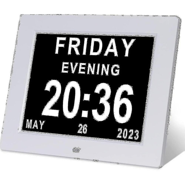 Demens Klocka Alzheimers Klocka Stor Digital Kalender Klocka för Seniorer, Klocka med Dag och Datum F(7 Tum) (WS)-Perfekt