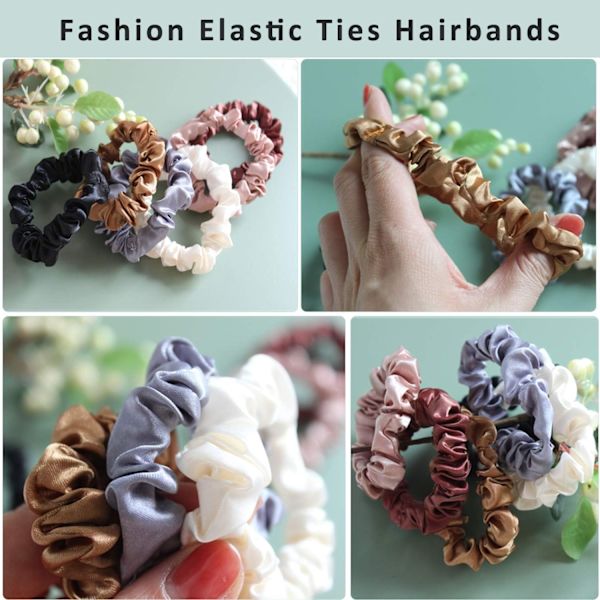 12 st Silk Hair Scrunchies, Satin Scrunchies Satin Hårband