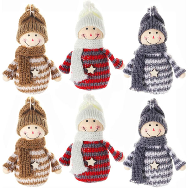 6-pack Christmas Snowman Doll Pendel (röd, grå, brun)