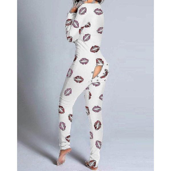 Bedstsælgende dame-onesie pyjamas med åben ryg for praktisk-Perfekt Lips L