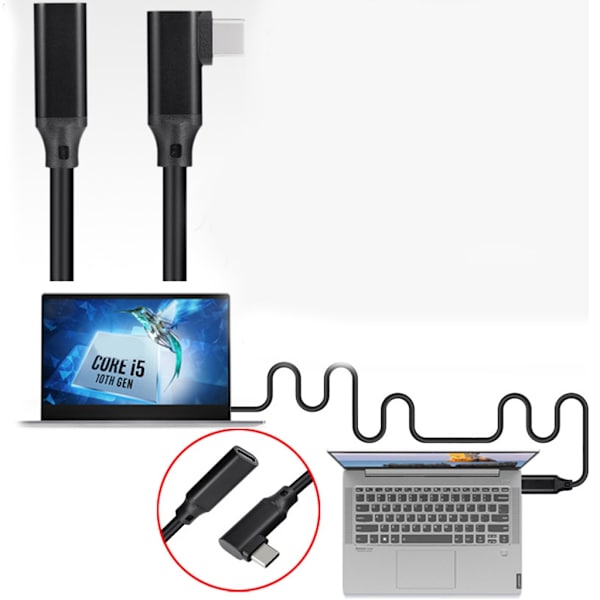 USB kabelförlängare Datakabel Förlängningskabel Typ-C hane till hona USB kontakt Förlängningskabel för PC- Perfet 2m