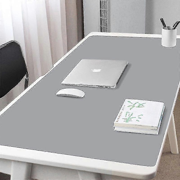 120x60cm Vandtæt PU Læder Skrivebordsmåtte Multi-størrelse Musemåtte Computer Musemåtte Tastatur Borddækning - Perfekt Gray