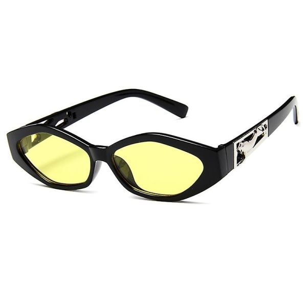 Retro liten innfatning Polygon Cat Eyes Damesolbriller Merkedesigner Mote Cheetah Dekorasjon Damesolbriller Uv400 - Perfet Black yellow