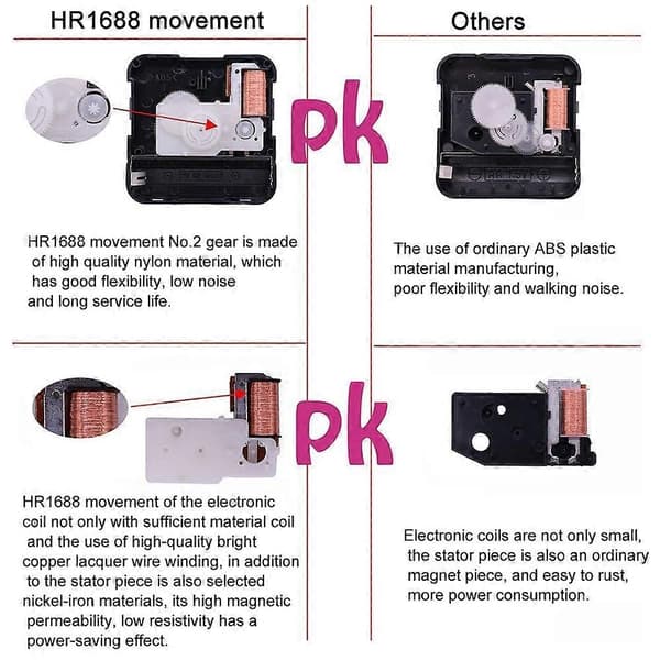2 STK HR1688 Quartz Urværk Mekanisme, Spec: 17mm/ 9.7mm-Perfekt