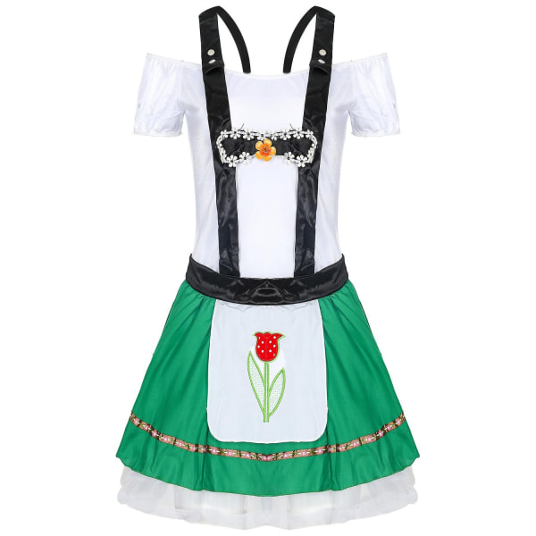 Tyske kvinders Oktoberfest Strappy-kjole Kostume Cosplay-uniformer Stage Performance-kostume Ølkostume - Perfet