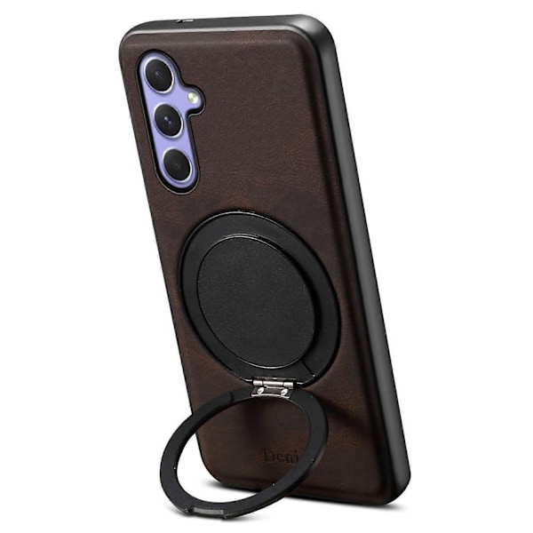 Kompatibel med Samsung Galaxy A55 5G Magnetisk Deksel Roterende Støtte Leather PC TPU Telefon Deksel - Perfekt Brown