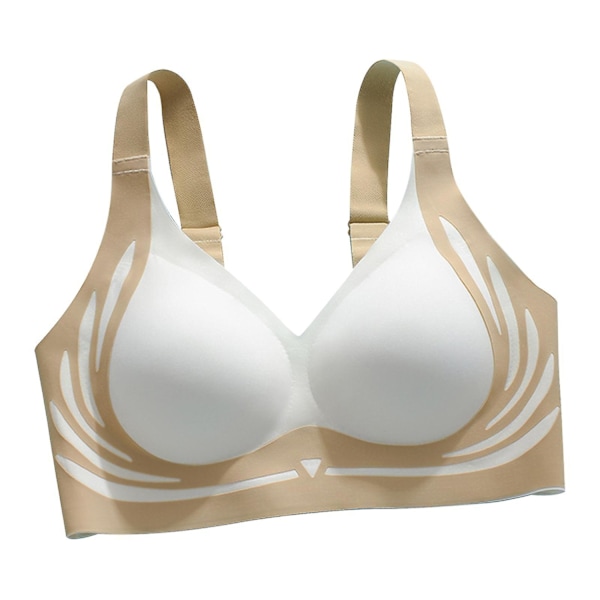 Lifting Anti-Sagging Trådlös Push-Up BH Maskintvättbar Komfortunderkläder för Matchande Kläder-Perfet Milky White L