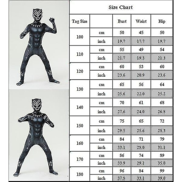 Børne Drenge Black Panther Cosplay Kostume - Perfekt 120