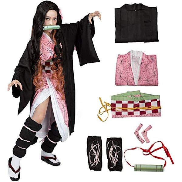 Nezuko Kamado Kimono Damkostym för Rollspel - Perfekt 2XL