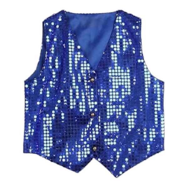 Festvest med Glimmer Unisex Farverige Børn Ærmeløs Sequin Vest - Perfekt Navy XL