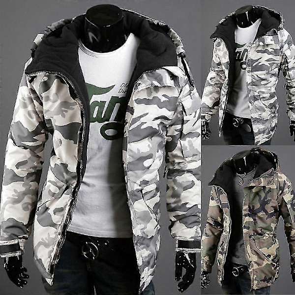 Mænds Vinter Camo Løstsiddende Bomuldsjakke-Perfet army green camouflage m