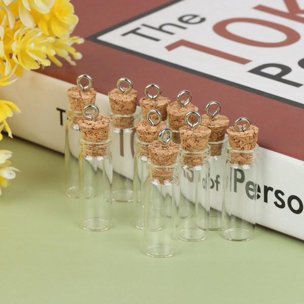 10 stk Mini glasflasker Små flasker Korkglaskrukker Multi Usag - Perfet