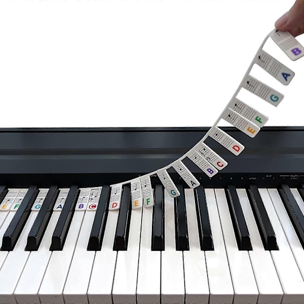 Klavernode Guide til Begyndere, Aftagelige Klaver Keyboard Note Etiketter til Indlæring, 88-tangenters Fuld Størrelse, Lavet af Silikone, Ingen Klistermærker Nødvendige - Perfekt Multicolor