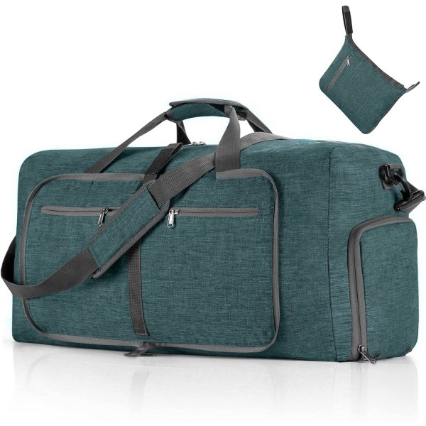 resväska för män, 65L hopfällbar resväska med skofack Övernattningsväska för män kvinnor Vattentät och rivsäker (grön) - Perfet