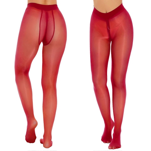 Dam Genomskinliga Mjuka Stretchiga Tights med Dragkedja i Grenen Byxor Strumpbyxor-Perfekt red XL
