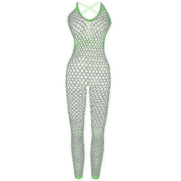 Fiskbensstrumpbyxor Dam Kostym Strumpa Sling Cupless Crotchless Teddies Bodysuits Bodystockings Damunderkläder-bra-Perfekt green