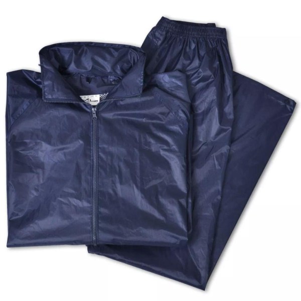Regnfrakke med hætte mænds todelt marineblå M - Perfet blue
