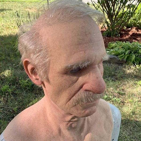 Supermyk realistisk menneskelig rynkehodemaske, Old Man Latex Mask - Perfet