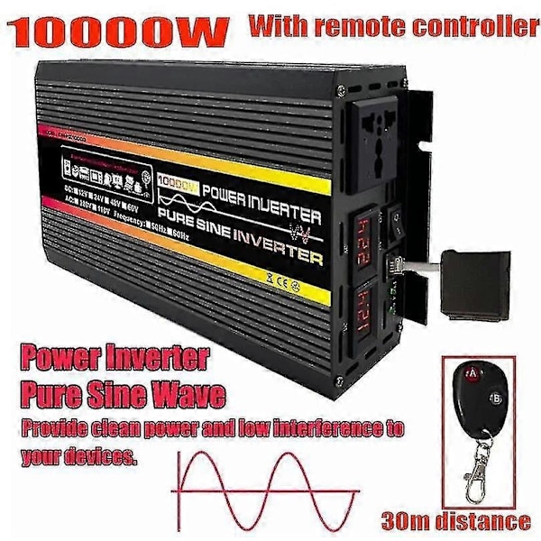 8000w/10000w Ren Sinusformet Strøm Inverter Spændingstransformator Intelligent Digital Display Bil Hjem Udendørs Dc12v 24v 48v 60v -220v Konverter ZD.16 48v 10000W with controll