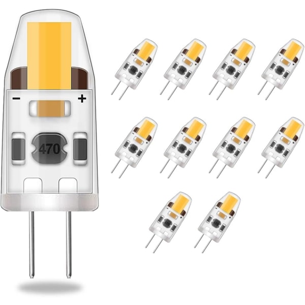 10 st LED G4 dimbara glödlampor, 2W, varmvit, AC/DC 12-24V - Perfet