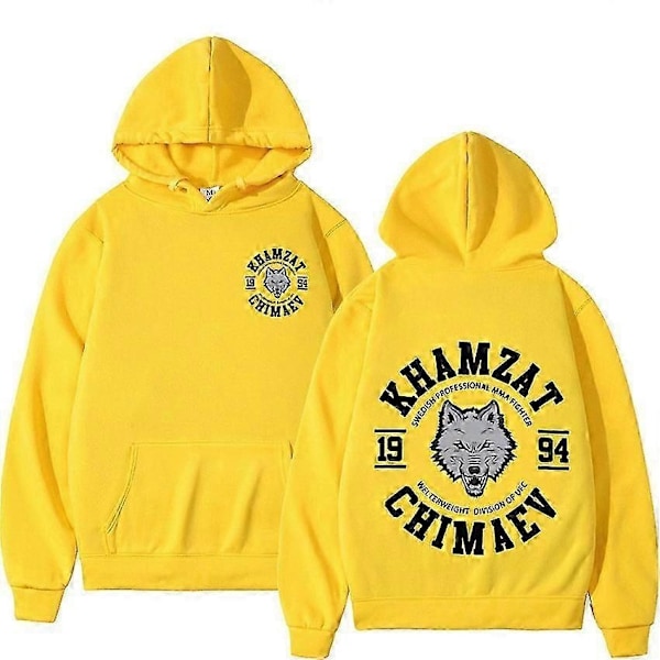 Khamzat Chimaev Fighter Print Hættetrøjer Streetwear Herre Dame Tøj Mode Sweatshirts Fleece Langærmet Pullovers Hættetrøje Y2K-Perfekt Yellow M