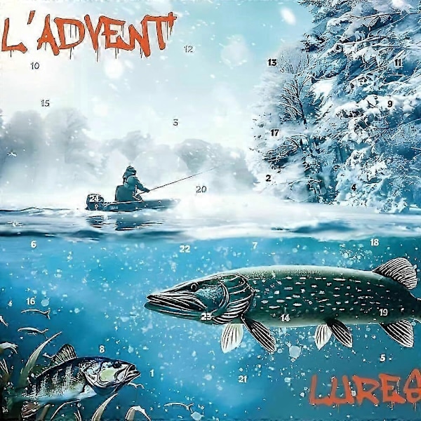 LADVENTLURES 2024, Fiske-Adventskalender, Fiske-Lokkemad Julegaver - Perfekt c