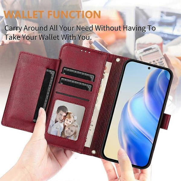 PU-lommebokdeksel Kompatibelt med Infinix Smart 6 / Smart 6 Plus-Perfet Dark Red