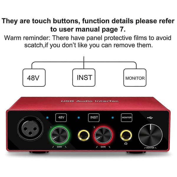 Audio Interface Xrl Audio Interface 48v Phantom-virran tuki Instrumentti Sähkökitara Tabletti Com-Perfet