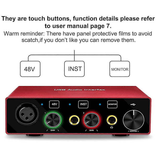 Ljudinterface Xrl Ljudinterface 48v Fantommatning Stöd Instrument Elgitarr Tablet Com-Perfet