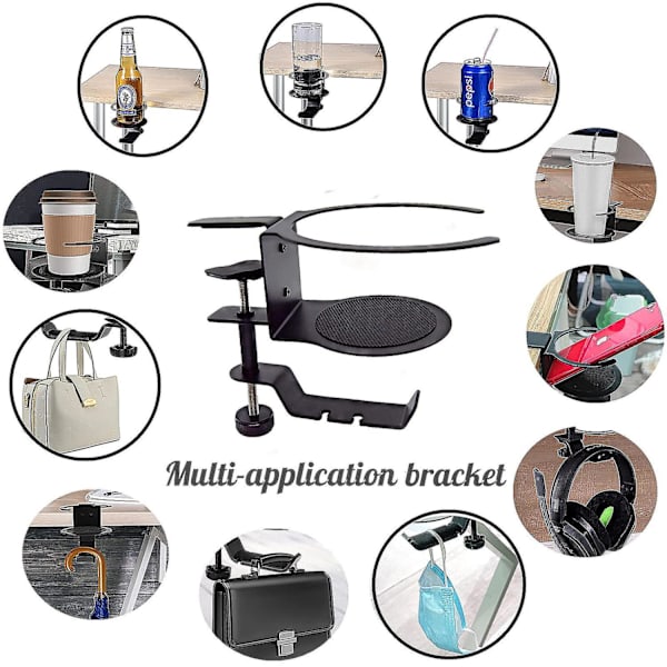 Hodetelefonstativ og skrivebordskoppholder 2-i-1 under skrivebordet metallflaske drikkeholder PC Gaming Headset Holder Krok - Perfet