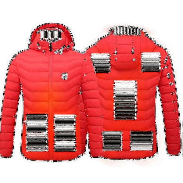 Uppvärmd jacka, vinter utomhus varm elektrisk uppvärmd jacka, 8 värmezoner - Perfekt Red 2XL