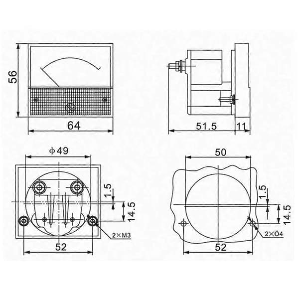 Rektangulär Panelmonterad Amperemeter Amperemeter Testare 50uA 100uA 200uA 500uA-Perfet 0-50uA