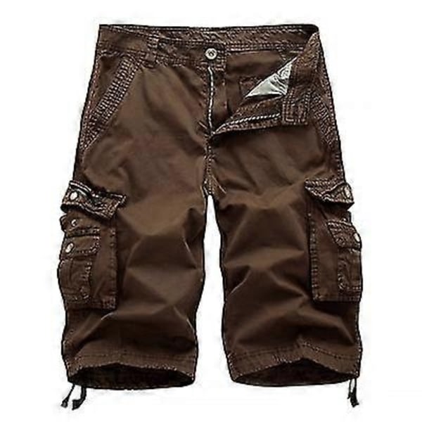 Bomulls Cargo Shorts Menn 2023 Sommer Menn Hær Militær Taktisk Homme Shorts Mannlig Casual Streetwear Multi-lomme Cargo Shorts-Perfet Coffee 31