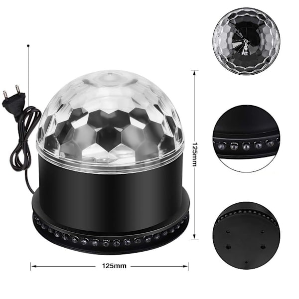 LED diskokule 15W discolampe festlys lyseffekt scenelys