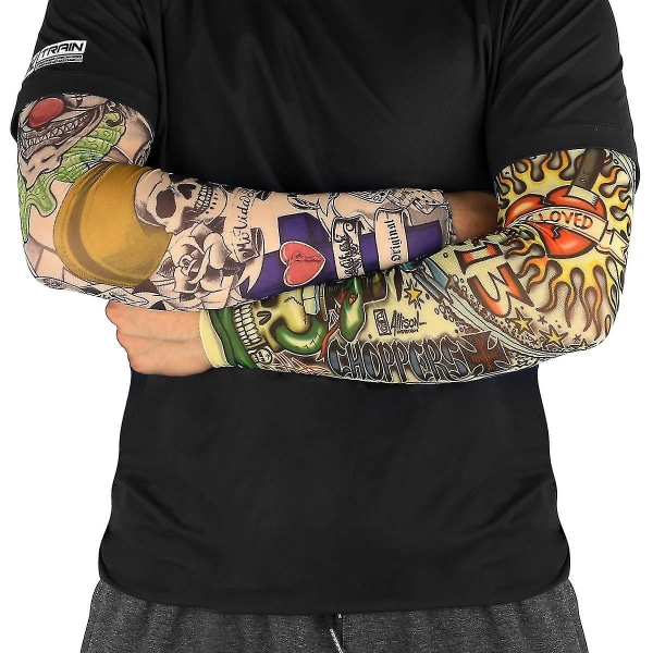 6st Art Arm Fake Tattoo Sleeves Cover för Unisex Party Cool Man Kvinna Mode Tatueringar & Kroppskonst Tillfälligt Vattentät - Perfet