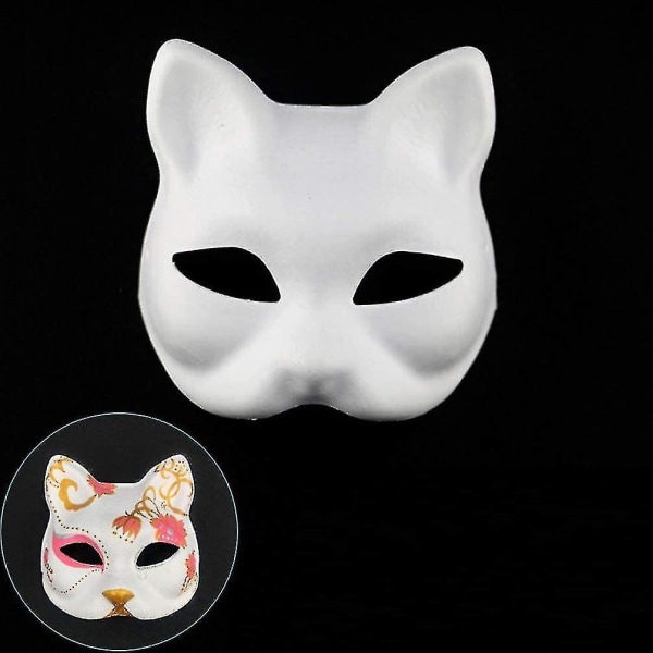 10 stk hvide ansigtspapirmasker blank maske til udsmykning af selvmalende maskeradefest- Perfet