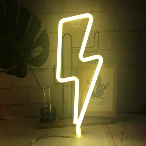 Neonskylt LED Lightning Shape Nattljus Väggdekor Power - Perfet