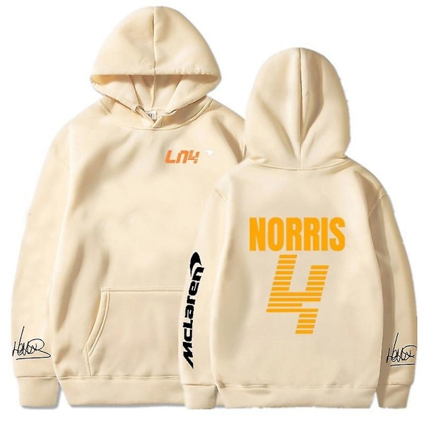 Mclaren F1 Hoodie Lando Norris 4 Bokstäver Tryck Herr och Dam Tröja Höst/vinter Casual Mode Street Stor Hoodie-Perfet khaki XS