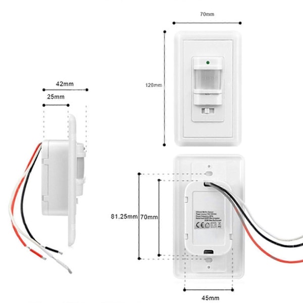 Automatisk På/Av Sensor Strömbrytare Rörelse Infraröd Pir Närvaro Frånvaro Vägglampa Ft-Perfet
