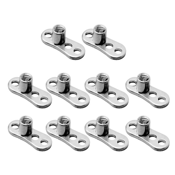 10 stk 14g Piercinger Dermal Anchors Kroppssmykker 3-hulls Grade 23 For Titanium B- Perfet