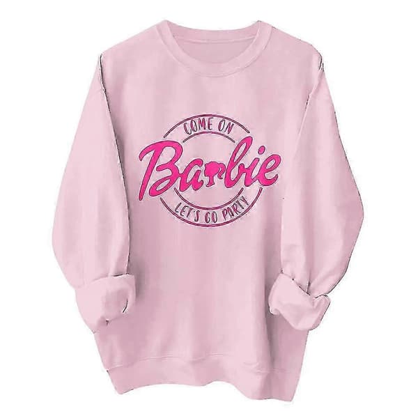 Unisex Barbie-tema Tröja Trendig Tryckt Rosa Power Långärmad Pullover Sweatshirt-Perfekt Pink 2 L