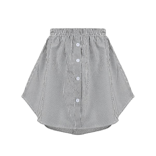 Naisten Paita-Pidennin Säädettävä Kerroksittainen Teko-Yläosa Hemin Paita Puoli Pitkä Minihame (Monivärinen, XL) - Perfet Black-White Stripes L