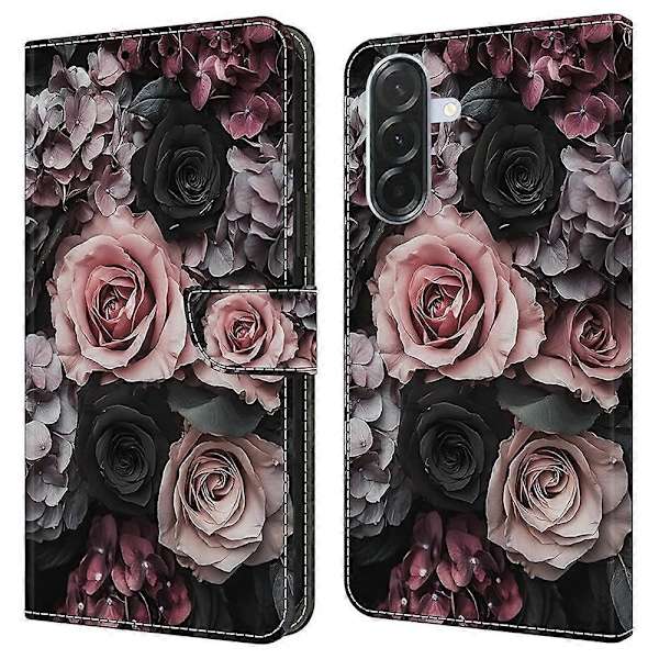 Kompatibelt med Samsung Galaxy A56 5G Läderfodral Mönstertryck Plånboksställ Flip Telefonfodral - Perfet Chinese Rose