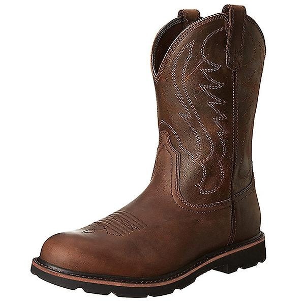 Vintage-saappaat miesten cowboy-saappaat PU länsimaiset saappaat keskipitkät nahkasaappaat miesten syksyn nahkasaappaat mukavat ritari-saappaat - täydelliset Brown 47
