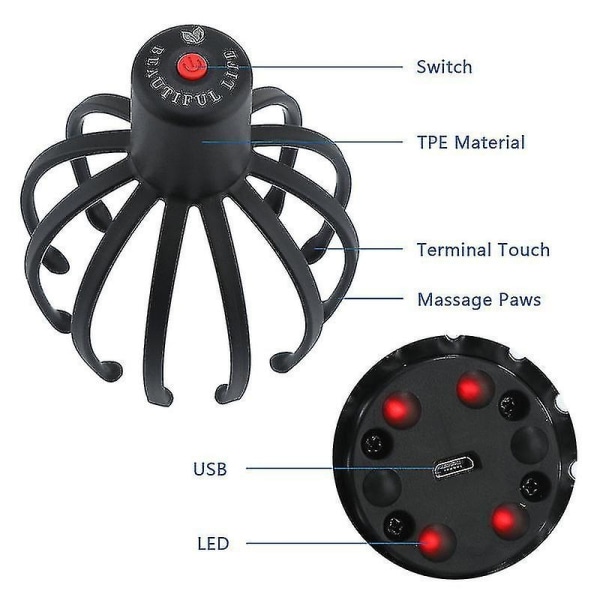 Elektrisk hovedmassage Octopus Claw Scalp Massager - Perfet