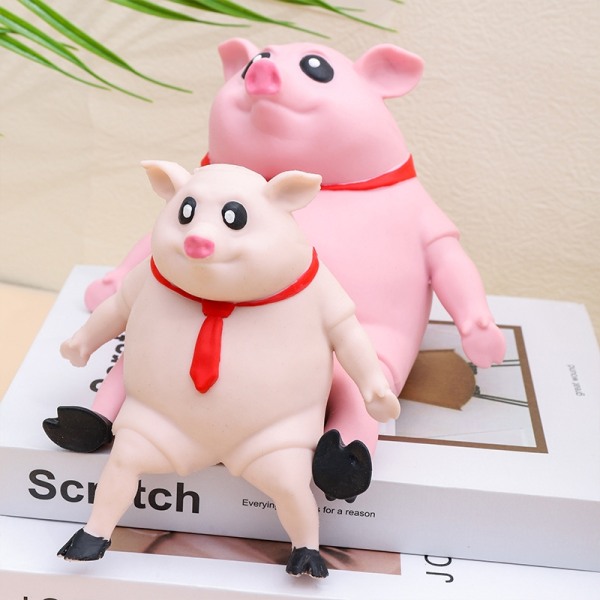 Squishy Toy Pink Pig Dekompressio Lelu Dekompressio Tuuletusaukko Punainen Huivi Inspiroiva Sisustus Simulaatio Possu - Perfet 15*12