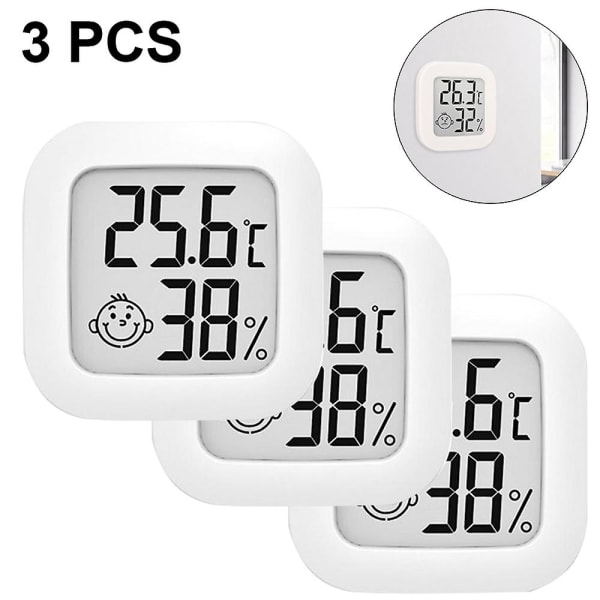 3-pack rumstermometer, hygrometermätare Digital hygrometer rumstermometer, hög noggrannhet temperatur- och fuktighetsmätare för - Perfet