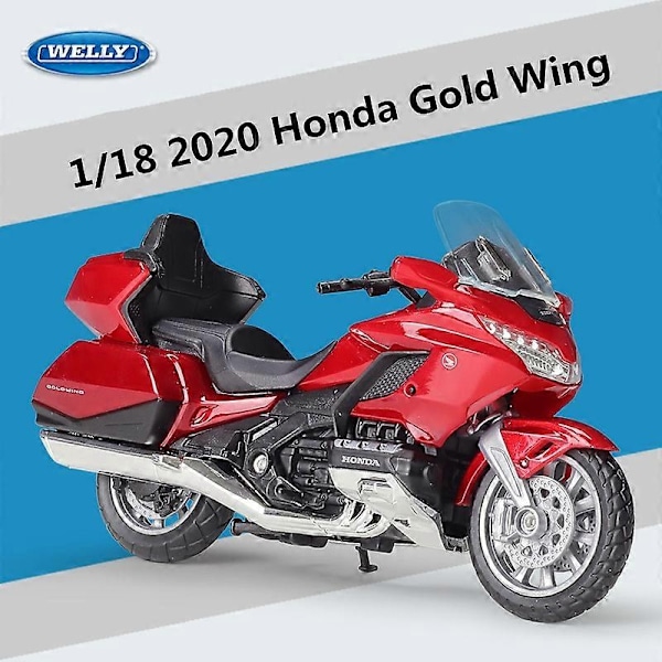 1:18 2020 Honda Gold Wing Legering Motorcykelmodell Hög Simulation Metall Resemotorcykelmodell Samling Barnpresent - Perfekt Red
