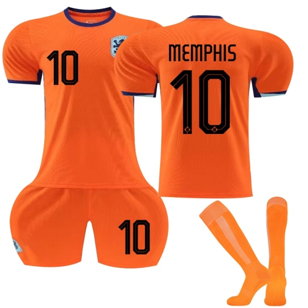 Gos-EC 2024 Fodboldtrøje Holland Hjemme Orange 10 Memphis 10 Memphis- Perfet 10 MEMPHIS S