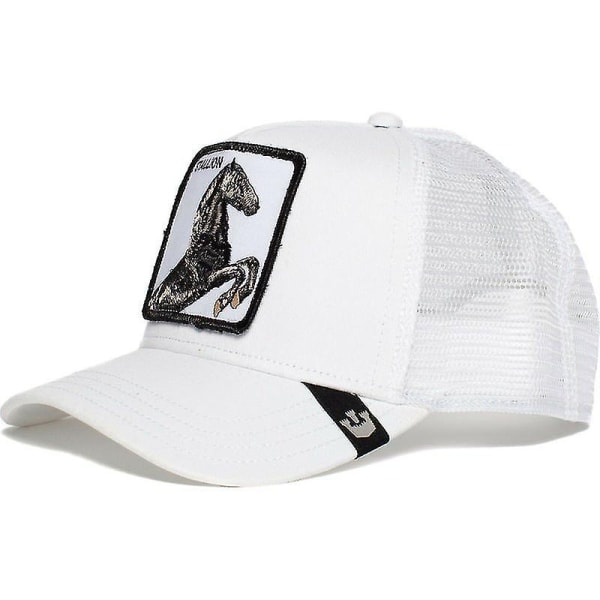 Farm Animal Trucker Baseball Cap Hatt Mesh Style Män Kvinnor Hip Hop Bros Justerbar Baseball Hat - Perfet Stallion White